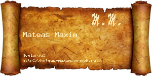 Mateas Maxim névjegykártya